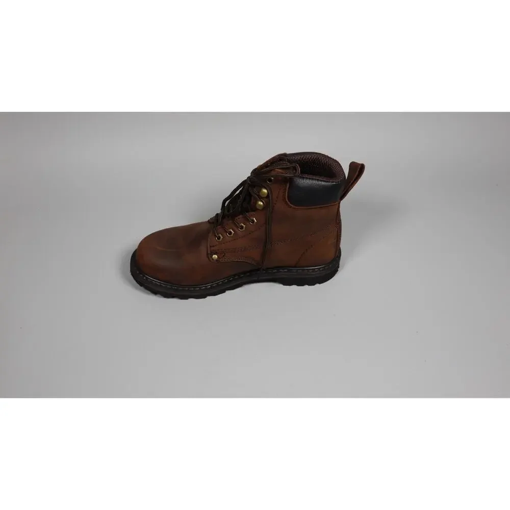 Ever Boot for Men Leather Boots for Construction Rubber Darkbrown Size 8.5